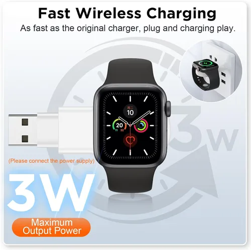 Vista 3 de para Apple Watch Charger, cargador portátil magnético de doble Aa-blanco