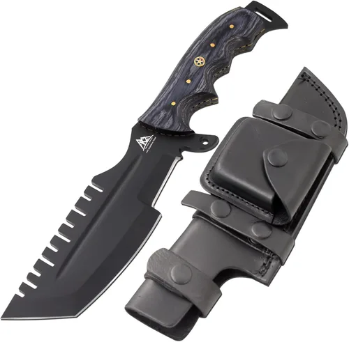 Vista 2 de Cuchillo de hoja fija resistente forjado a mano hecho a mano Caza Camping Supervivencia EDC