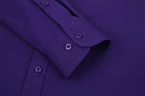 Vista 6 de corfty Camisa de vestir de manga larga para hombre, ajuste regular, elástica, sin arrugas, casual, con botones
