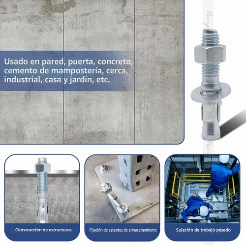 Vista 4 de Anclaje de cuña de 1/2" x 2-3/4", solo para cemento y hormigón, tornillos de acero al carbono galvanizados y pernos de retraso (10 unidades)