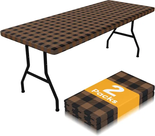 Vista 16 de Smiry Mantel de Mesa de Picnic Paquete de 2, Manteles Ajustables Elásticos Impermeables para Mesas Rectangulares de 18 x 72 pulgadas, Mantel