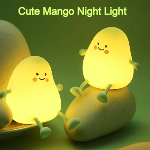 Vista 3 de Linda luz nocturna para niños, lámpara de sueño de mango, luz cálida, decoración de dormitorio, luz nocturna de silicona, luces nocturnas de bebé