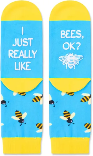 Vista 2 de HAPPYPOP Calcetines divertidos para niños y niñas, calcetines de abeja, calcetines locos para niños, regalos de abejorro, calcetines divertidos