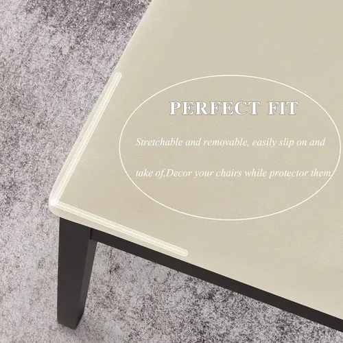 Vista 5 de Juego de 2 fundas elásticas para asiento de silla de comedor, de terciopelo suave, fundas protectoras universales extraíbles para sillas de comedor