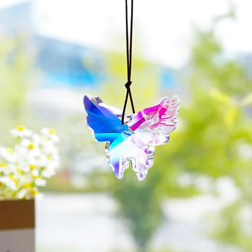 Vista 2 de 2.992 in AB Crystal Butterfly Prism Suncatcher Window Hanging Decor Mariposa