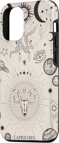 Vista 2 de Estuche estético para iPhone 12/12 Pro astrológico celestial con signo del zodiaco Capricornio