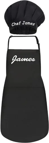 Vista 15 de Delantales personalizados para hombres y mujeres – Delantal personalizado con nombre bordado y bolsillos para cocina, pintura, manualidades, salón