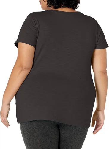Vista 5 de Just My Size, playera con cuello en V fruncido y mangas cortas, para mujer Negro