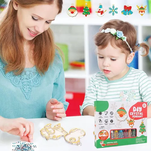 Vista 3 de Juego de manualidades y manualidades de pintura de cristal, kit de pintura de cristal, arte de bricolaje para niños, kit de llaveros de pintura