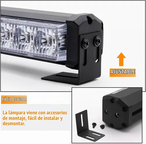 Vista 4 de Luces de advertencia de emergencia LED 2 en 1 de 12V para tablero con luces estroboscópicas con botón de interruptor, barra de luz intermitente