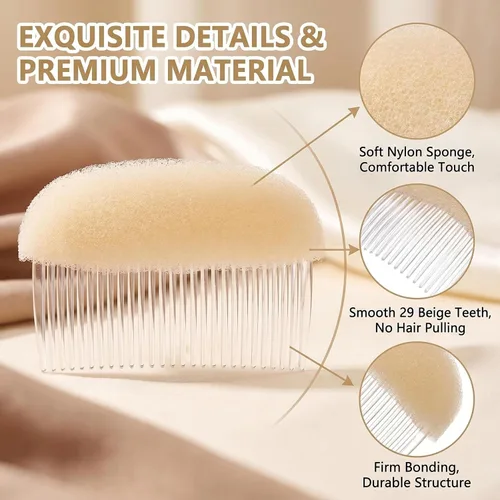 Vista 4 de ericotry Peine para el cabello, 2 piezas encantadoras inserciones de volumen para decoración del cabello, peine de esponja de espuma, herramienta