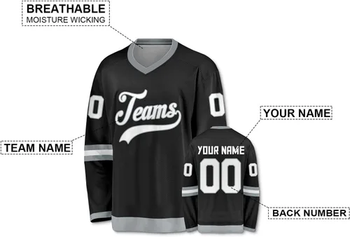 Vista 2 de Camiseta personalizada de hockey sobre hielo para hombres, mujeres y jóvenes, número de nombre personalizado, camisas de hockey, uniforme deportivo