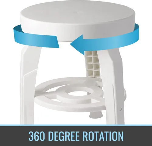 Vista 2 de HealthSmart Swivel Shower Stool Seat with Storage Shelf, Rotating Shower Chair for Bathtub, Tool-Free Assembly, White