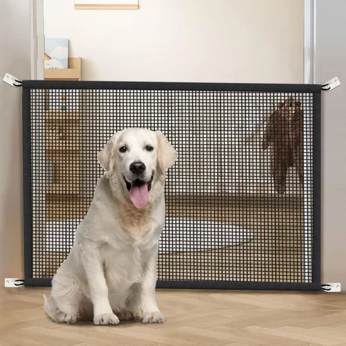 Vista 7 de Puerta para perros para escaleras Puertas para mascotas para la casa: Puerta para perros de interior Puerta de malla de pantalla para perros