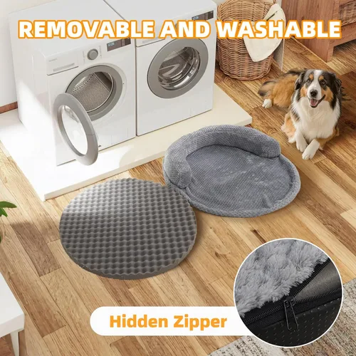 Vista 6 de Cama para gatos de interior, lavable para sofá cama para mascotas, funda extraíble de espuma viscoelástica para caja de huevos, 19.6 x 3.9 x 1.5