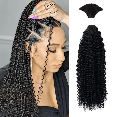 Vista 18 de Liqusee Cabello Humano para Trenzar 3.53 oz Un Paquete 14 Pulgadas Negro Natural Ondulado Rizado a Granel Cabello Humano para Trenzar Sin Trama 100%