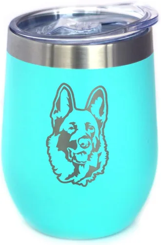 Vista 8 de Custom German Shepherd Personalized Wine Tumbler with Sliding Lid - Stemless Stainless Steel Insulated Cup - German Shepherds Outdoor Camping Mug
