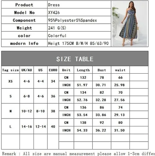 Vista 7 de Women's Summer Dresses Fashion New Bohemian Style Printed Neckless Sleeveless Dress Long Sleeve Bodycon Dress