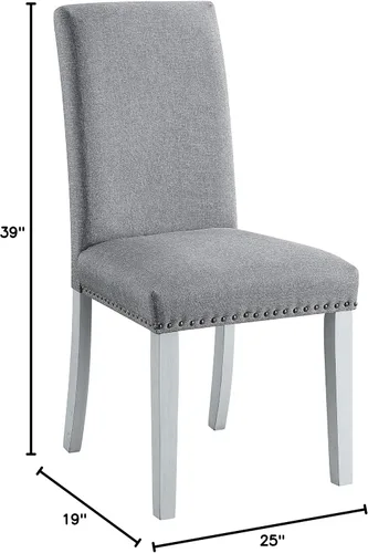 Vista 3 de Acme Lanton - Silla auxiliar en tela de lino gris y blanco antiguo