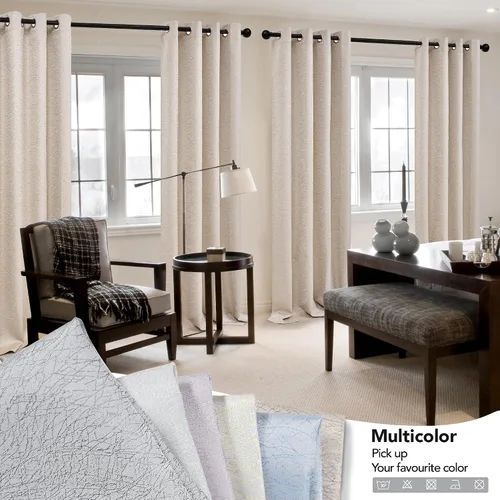 Vista 7 de Deconovo Cortinas 100% opacas, cortinas de sala de estar, cortinas opacas para dormitorio, 2 paneles, caramelo jacquard, 52 x 63 pulgadas