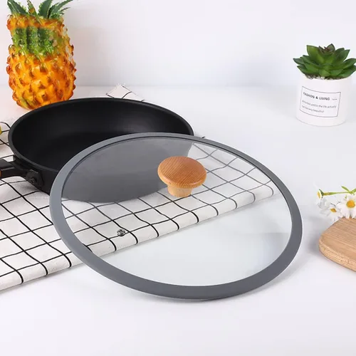 Vista 2 de Tapa de vidrio templado de 10 pulgadas para sartenes, sartén, cubierta universal para olla o olla instantánea, 9.6 pulgadas, transparente