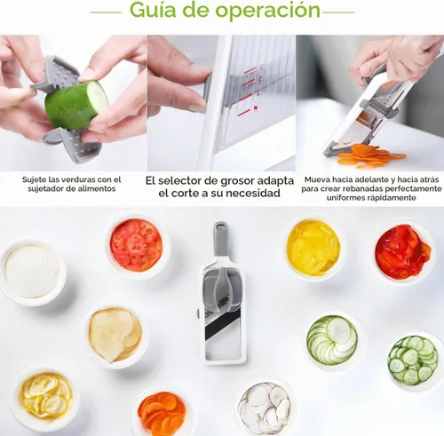 Vista 6 de Cortadora de mandolina de mano múltiple - Hoja ajustable de acero inoxidable