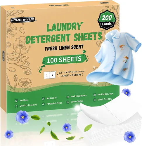 Vista 10 de Sábanas de detergente para ropa – Fresh Linen 120 Cargas de detergente para ropa sucia a granel, detergente de viaje a granel, ecológicas e