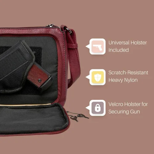 Vista 8 de Bolso bandolera oculto Kinsley con billetera RFID Bolsa CCW con bloqueo discreto para mujer Funda universal