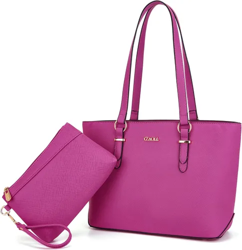 Vista 17 de YZAOLL Bolsos para mujer de cuero sintético, medianos y grandes, bolso de hombro, cartera, juego de bolso de mano y billetera