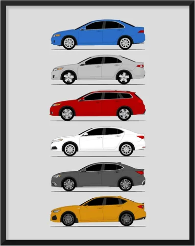 Vista 21 de Custom Car Posters Póster hecho a mano compatible con Acura (perfil lateral), decoración de lo mejor de las generaciones de Acura, historia 10C.