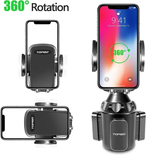 Vista 7 de Soporte de teléfono para portavasos de automóvil, ajustable, compatible con iPhone 14 Pro Max/13/xs/11/8plus/6s/samsung Galaxy S10/S9+/S8 Plus/S7