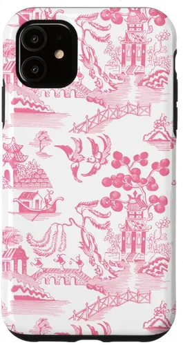 Vista 8 de Preppy Pink Willow Pattern Chinoiserie Toile Case for iPhone 17