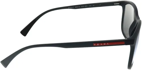 Vista 3 de Prada PS 01TS DG02B0 Gafas de sol rectangulares de plástico de goma negra Lente de espejo de plata, Caucho negro