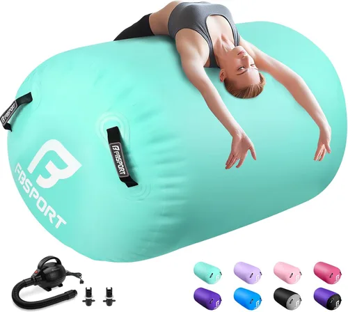 Vista 16 de FBSPORT Air Roller Gymnastics Barrel, Inflatable Gymnastics Air Roller Inflatable Air Gymnastics Mat for Yoga Cheerleading Training Home Outdoor