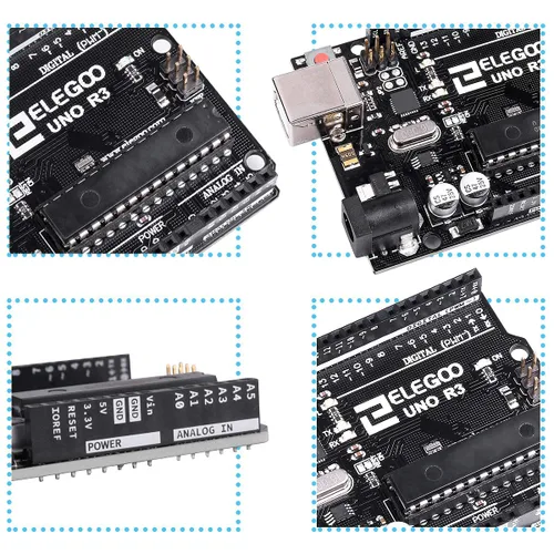 Vista 2 de ELEGOO Placa UNO R3 ATmega328P con cable USB (compatible con Arduino) para Arduino Compatible with Arduino IDE Projects, 32KB Flash Memory, 16Mhz