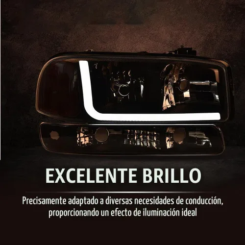 Vista 4 de Conjunto de faros LED DRL PIT66 para GMC Sierra 1999-2007, Yukon 00-06