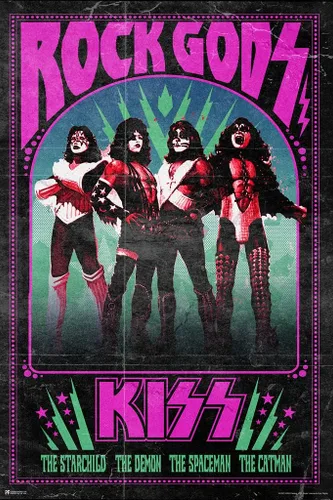 Vista 2 de Póster de beso laminado Rock Gods Vintage Band Merchandise Heavy Metal Music Merch Poster Dry Erase Wall Art 12x18