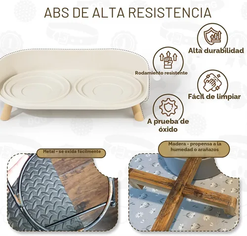 Vista 4 de Soporte elevado para comedero para perros, mesa de comedor elevada para perros y gatos pequeños y medianos, se adapta a platos de alimentos y agua