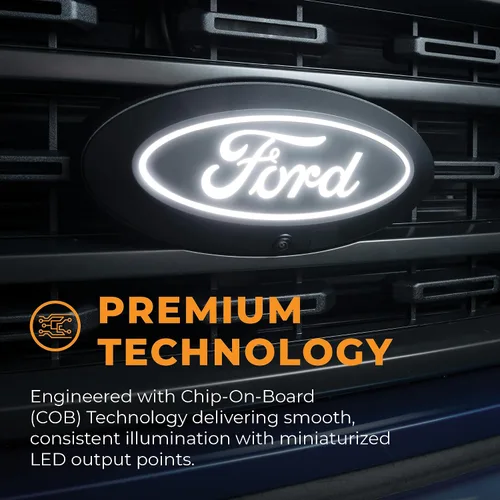 Vista 8 de Emblema LED Luminix de Putco para portón trasero ovalado rojo - Compatible con Ford Super Duty F250 / F350 / F450 2017-2019, todos los modelos