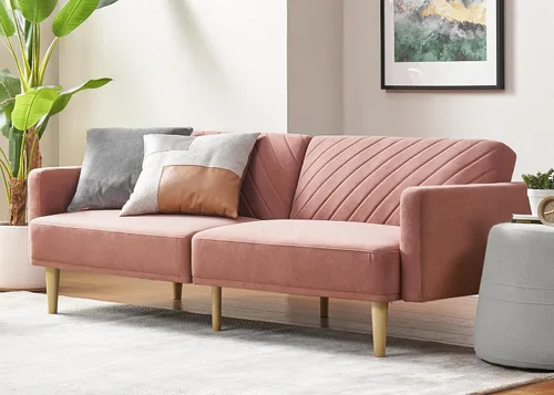 Vista 23 de mopio Sofá cama futón de 76.4 pulgadas, sofá biplaza, sofá cama, sofá futón moderno de mediados de siglo, sofá cámara, sofás para sala de estar