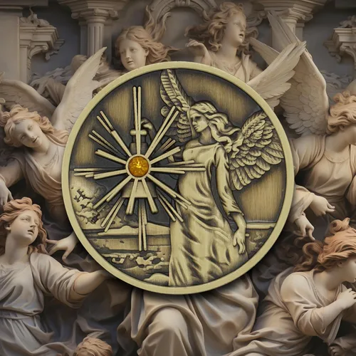Vista 5 de Medallón de bronce de la moneda del ángel de la guarda, ficha del regalo