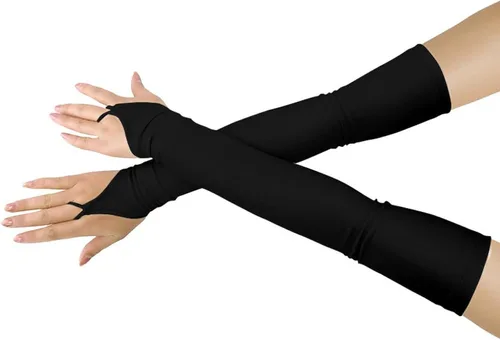 Vista 35 de Shinningstar Guantes largos de elastano elástico sin dedos sobre el codo para niñas y niños adultos