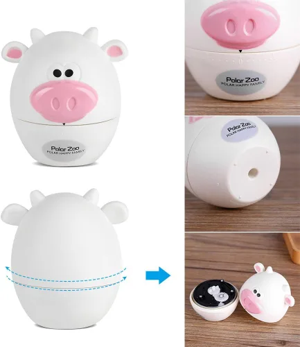 Vista 3 de Temporizador mecánico de cocina con formas de animales lindos mecánicos, suministros de cocina de 55 minutos, temporizador de dibujos animados