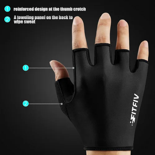 Vista 4 de Guantes de ciclismo para hombres y mujeres, guantes de ciclismo de medio dedo, guantes de bicicleta, guantes de entrenamiento adecuados