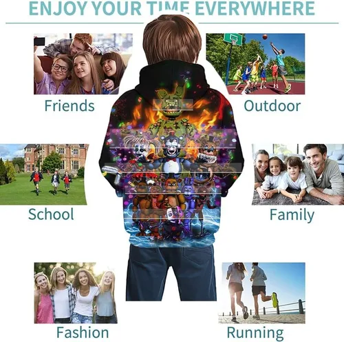 Vista 3 de XZDJZD Sudadera con capucha para niños y niñas con estampado 3D de anime para adolescentes