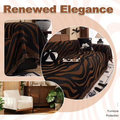 Vista 5 de ROOMLIFE Funda de sofá con estampado de leopardo para sofá de 3 plazas, lavable, protector de muebles para perros, funda de sofá suave