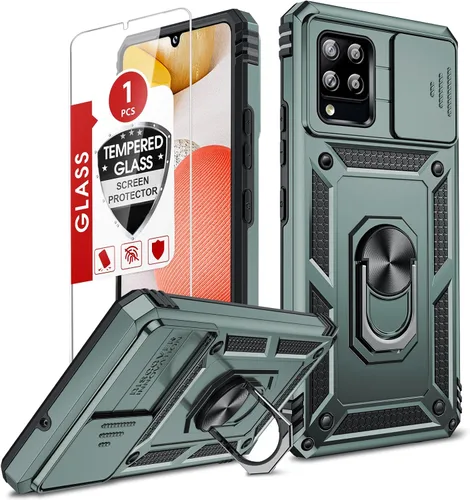 Vista 10 de LeYi Funda para Samsung Galaxy A05 (no compatible con A05S) con protector de pantalla y protector de lente de cámara, funda resistente de grado Negro