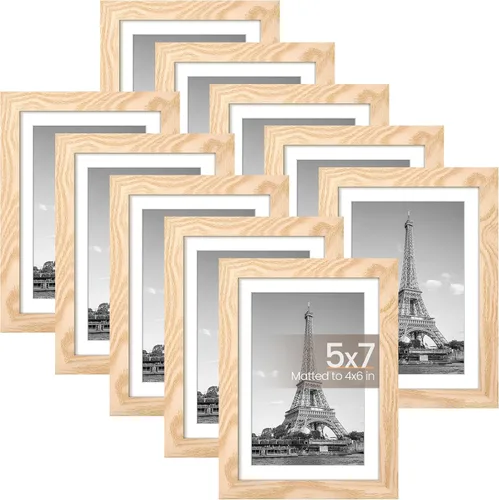 Vista 12 de upsimples Juego de 10 portarretratos de 4 x 6, para exhibir fotos de 3.5 x 5 con paspartú o 4 x 6 sin marco de fotos, collage para pared o mesa