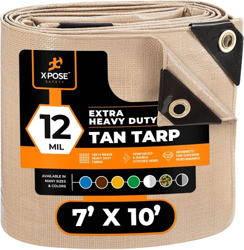 Vista 230 de Xpose Safety Lona protectora de polietileno plateado resistente de 5 x 7 pies - Funda protectora multiusos - Duradera, resistente al agua