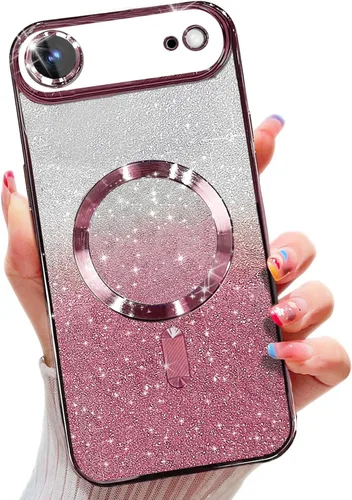 Vista 60 de Misscase Funda magnética compatible con iPhone 14 Pro con purpurina y protector de lente de cámara, protección completa, compatible con MagSafe Negro